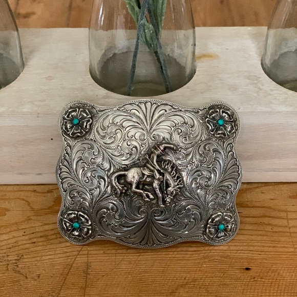 Authentic Silver King Custom Handmade 100% Sterling Silver Buckaroo Belt Buckle
